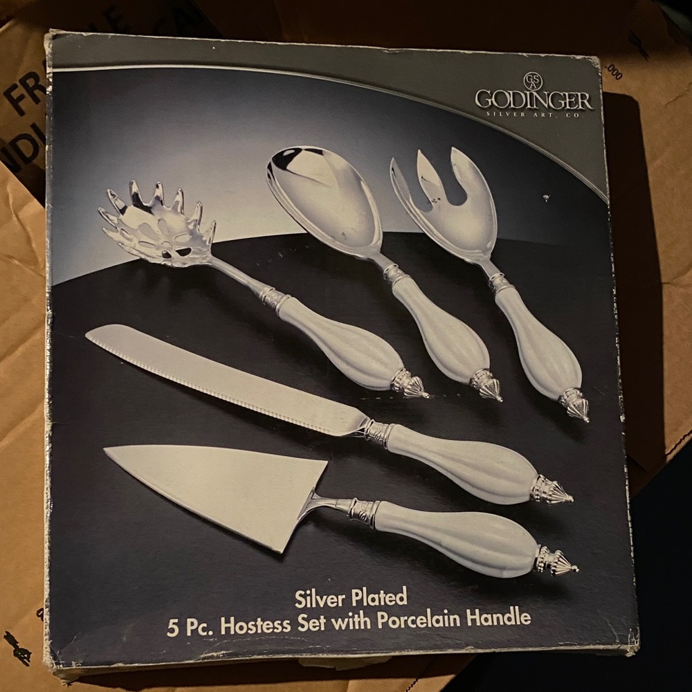 Godinger Silver and White Porcelain Hostess Set